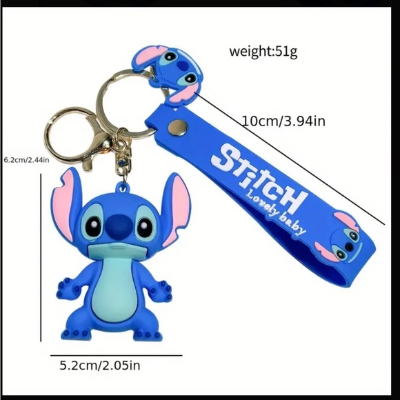Royal Blue and Turquoise Stitch Character Keychain - Picture 3 of 3